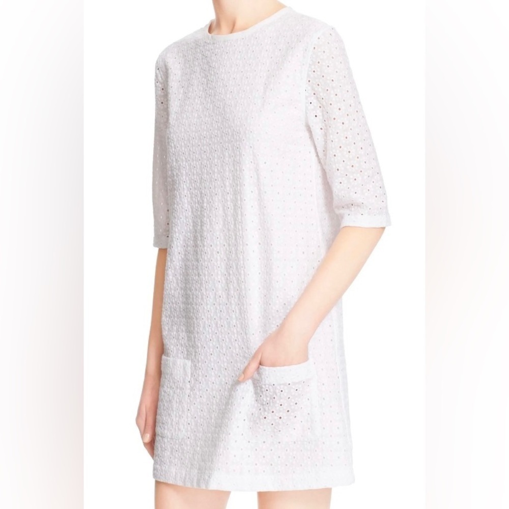 Equipment Aubrey Cotton Eyelet Lace Shift Mini‎ Dress White M